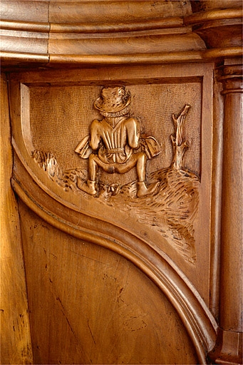 Parclose à gauche de la onzième stalle haute. © Jérôme Mongreville / Région Bourgogne-Franche-Comté, Inventaire du patrimoine - 1998