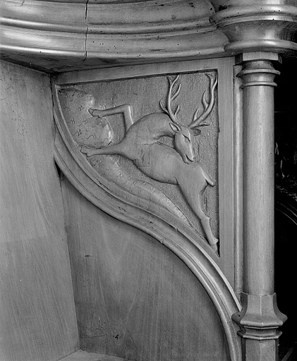 Parclose à droite de la dixième stalle haute. © Jérôme Mongreville / Région Bourgogne-Franche-Comté, Inventaire du patrimoine - 1998