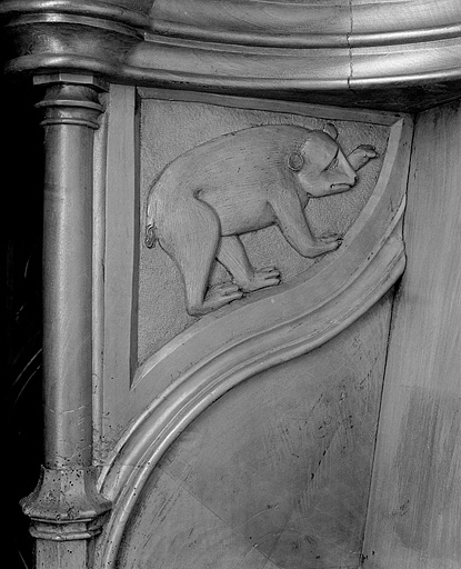 Parclose à gauche de la neuvième stalle haute. © Jérôme Mongreville / Région Bourgogne-Franche-Comté, Inventaire du patrimoine - 1998