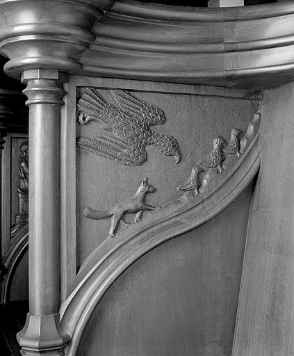 Parclose à gauche de la quatrième stalle haute. © Jérôme Mongreville / Région Bourgogne-Franche-Comté, Inventaire du patrimoine - 1998