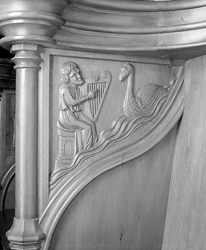 Parclose à gauche de la cinquième stalle haute. © Jérôme Mongreville / Région Bourgogne-Franche-Comté, Inventaire du patrimoine - 1998