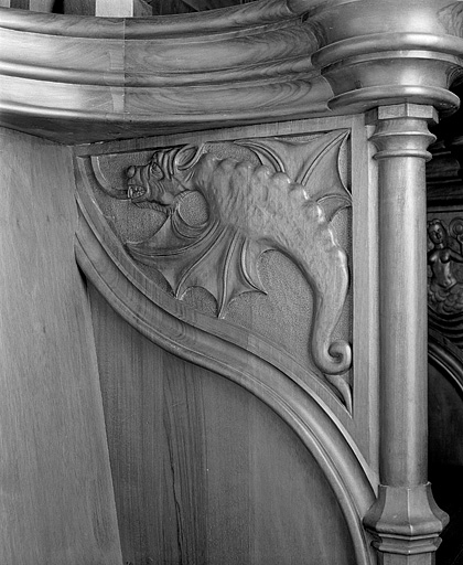 Parclose à droite de la dixième stalle haute. © Jérôme Mongreville / Région Bourgogne-Franche-Comté, Inventaire du patrimoine - 1998