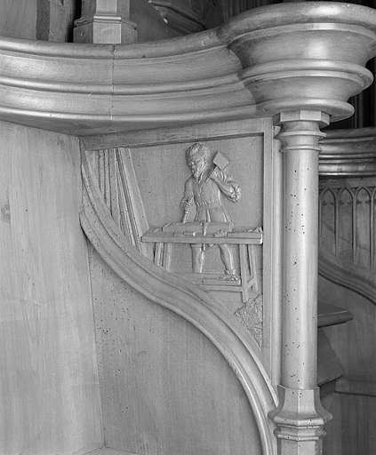 Parclose à droite de la douzième stalle haute. © Jérôme Mongreville / Région Bourgogne-Franche-Comté, Inventaire du patrimoine - 1998