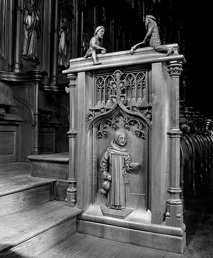 Troisième jouée basse : moine réfecturier. © Jérôme Mongreville / Région Bourgogne-Franche-Comté, Inventaire du patrimoine - 1998