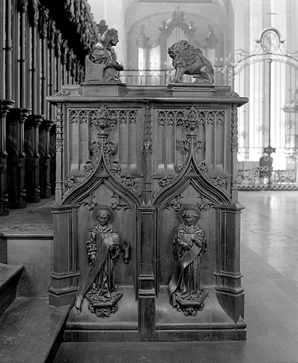 Quatrième jouée basse : saint Romain et saint Lupicin. © Jérôme Mongreville / Région Bourgogne-Franche-Comté, Inventaire du patrimoine - 1998