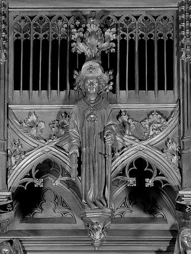 Vue de la huitième statuette du dais : saint. © Jérôme Mongreville / Région Bourgogne-Franche-Comté, Inventaire du patrimoine - 1998