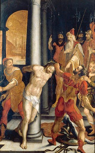 Panneau 2 recto : la Flagellation. © Yves Sancey / Région Bourgogne-Franche-Comté, Inventaire du patrimoine - 1998