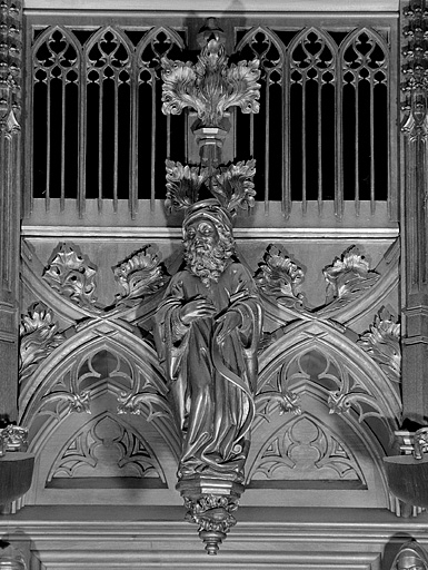 Vue de la troisième statuette du dais : Prophète. © Jérôme Mongreville / Région Bourgogne-Franche-Comté, Inventaire du patrimoine - 1998