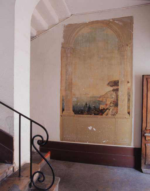Vestibule : détail de la peinture murale. © Yves Sancey / Région Bourgogne-Franche-Comté, Inventaire du patrimoine - 2002