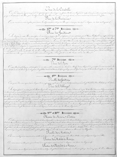 Morez. Plan d'alignements [3e page de l'Etat des rues et autres voies publiques...], 1845-1859. © Yves Sancey / Région Bourgogne-Franche-Comté, Inventaire du patrimoine - 2002