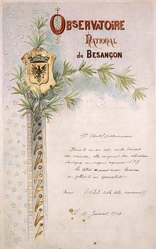 Nihil sub sole novum [rien de nouveau sous le soleil]. 1ère étude préliminaire [projet de décor pour un bulletin de marche, 1ère classe d'épreuves], 1904. © Jérôme Mongreville / Région Bourgogne-Franche-Comté, Inventaire du patrimoine - 2003