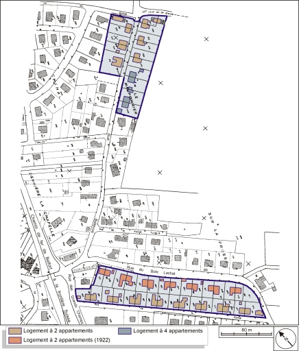 Plan-masse et de situation. Extrait du plan cadastral, 1984, section AC, 1:1000 réduit à 1:2500. © André Céréza / Région Bourgogne-Franche-Comté, Inventaire du patrimoine - 2003