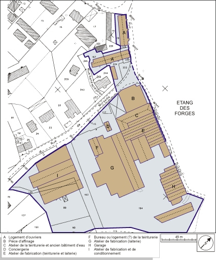 Plan-masse et de situation. Extrait du plan cadastral, 2001, section AS, 1:1000 réduit à 1:1500. © André Céréza / Région Bourgogne-Franche-Comté, Inventaire du patrimoine - 2003