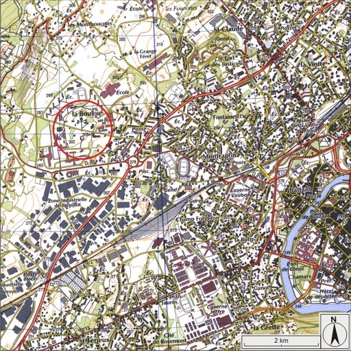 Carte de localisation. Carte topographique, IGN, 2000, dalle F087_042, échelle 1:25 000 réduite à 1:50 000. Scan 25, licence n° 2000/CUIN/9036. © André Céréza / Région Bourgogne-Franche-Comté, Inventaire du patrimoine - 2005 Carte de localisation. Carte topographique, IGN, 2000, dalle F087_042, échelle 1:25 000 réduite à 1:50 000. Scan 25, licence n° 2000/CUIN/9036. © André Céréza / Région Bourgogne-Franche-Comté, Inventaire du patrimoine - 2005