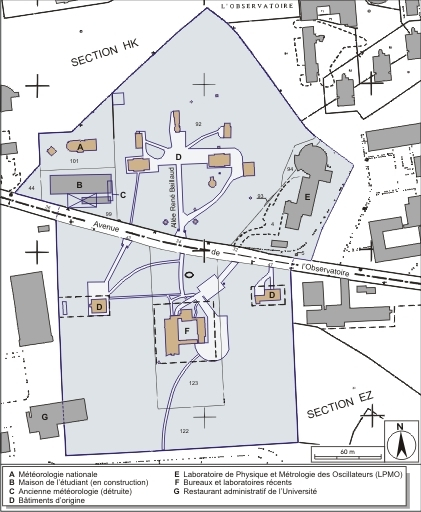 Plan de situation. Extrait du plan cadastral informatisé, 2004, sections HK et EZ, échelle 1:1000 réduite à 1:2000. © André Céréza / Région Bourgogne-Franche-Comté, Inventaire du patrimoine - 2005 Plan de situation. Extrait du plan cadastral informatisé, 2004, sections HK et EZ, échelle 1:1000 réduite à 1:2000. © André Céréza / Région Bourgogne-Franche-Comté, Inventaire du patrimoine - 2005
