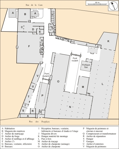 Plan-masse de l'usine en 1964. © André Céréza / Région Bourgogne-Franche-Comté, Inventaire du patrimoine - 2005