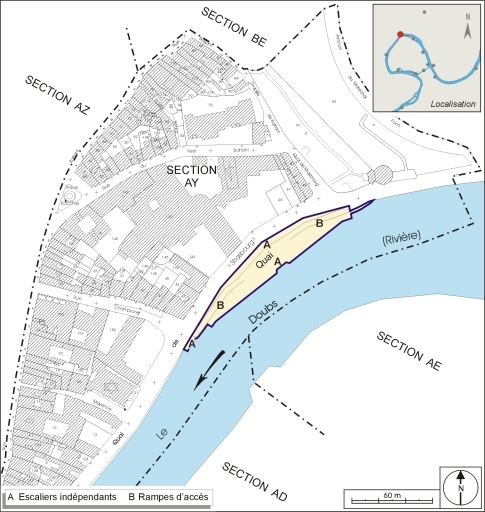 Plan-masse et de situation. Extrait du plan cadastral, 2006, section AY. © André Céréza / Région Bourgogne-Franche-Comté, Inventaire du patrimoine - 2006 Plan-masse et de situation. Extrait du plan cadastral, 2006, section AY. © André Céréza / Région Bourgogne-Franche-Comté, Inventaire du patrimoine - 2006