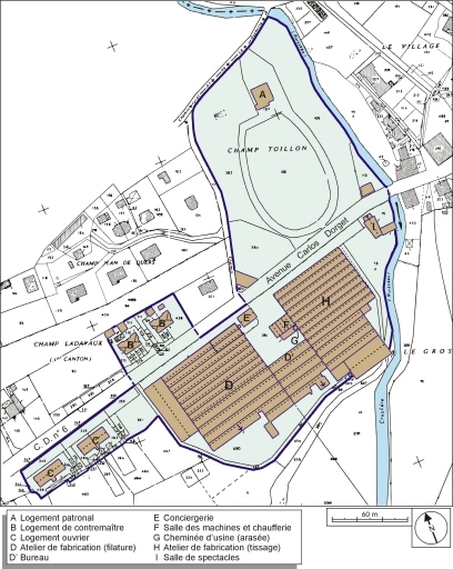 Plan-masse et de situation. Extrait du plan cadastral numérisé, 2005, section AB, 1:1000 réduit à 1:2000. © André Céréza / Région Bourgogne-Franche-Comté, Inventaire du patrimoine - 2006