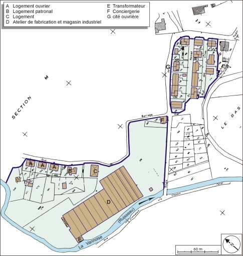 Plan-masse et de situation. Extrait du plan cadastral numérisé, 2005, section AB, 1:2000. © André Céréza / Région Bourgogne-Franche-Comté, Inventaire du patrimoine - 2006