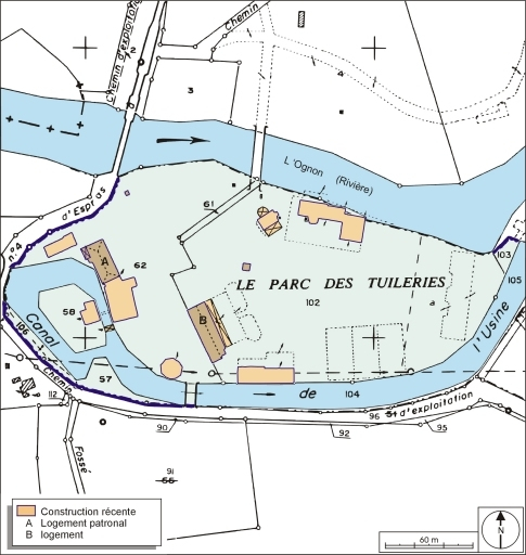 Plan-masse et de situation. Extrait du plan cadastral numérisé, 2006, section ZB, 1:1200. © André Céréza / Région Bourgogne-Franche-Comté, Inventaire du patrimoine - 2006