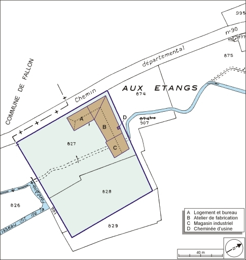 Plan-masse et de situation. Extrait du plan cadastral numérisé, 2005, section B, 1:1250 © André Céréza / Région Bourgogne-Franche-Comté, Inventaire du patrimoine - 2006 Plan-masse et de situation. Extrait du plan cadastral numérisé, 2005, section B, 1:1250 © André Céréza / Région Bourgogne-Franche-Comté, Inventaire du patrimoine - 2006