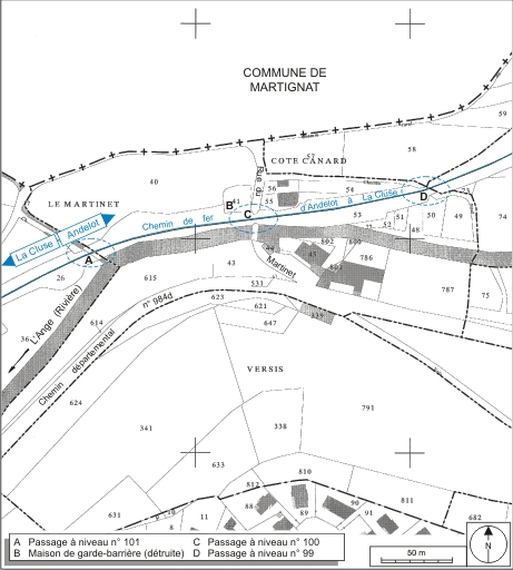 Plan-masse et de situation. Extrait du plan cadastral informatisé, 2006, section A, échelle 1:2000. © André Céréza / Région Bourgogne-Franche-Comté, Inventaire du patrimoine - 2007