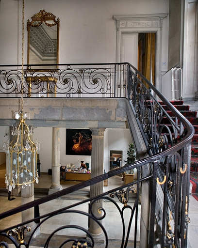 Détail de la ferronnerie de l'escalier. © Yves Sancey / Région Bourgogne-Franche-Comté, Inventaire du patrimoine - 2007