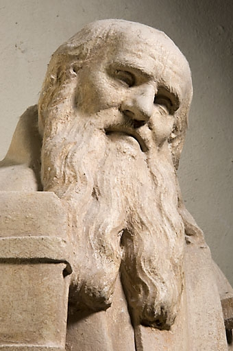 Détail : le visage, vue de trois quarts gauche. © Jérôme Mongreville / Région Bourgogne-Franche-Comté, Inventaire du patrimoine - 2007