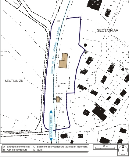 Plan-masse et de situation. Extrait du plan cadastral informatisé, 2006, sections AA et ZD, échelle 1:1500. © André Céréza / Région Bourgogne-Franche-Comté, Inventaire du patrimoine - 2007 Plan-masse et de situation. Extrait du plan cadastral informatisé, 2006, sections AA et ZD, échelle 1:1500. © André Céréza / Région Bourgogne-Franche-Comté, Inventaire du patrimoine - 2007