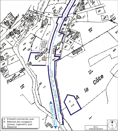 Plan-masse et de situation. Extrait du plan cadastral informatisé, 2006, section B, 3e feuille, échelle 1:2500. © André Céréza / Région Bourgogne-Franche-Comté, Inventaire du patrimoine - 2007