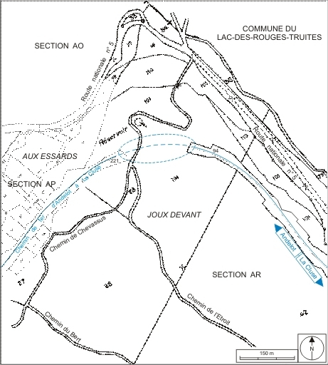 Plan-masse et de situation. Montage d'extraits du plan cadastral informatisé, 2006, sections AP et AR, échelle 1:5000. © André Céréza / Région Bourgogne-Franche-Comté, Inventaire du patrimoine - 2007