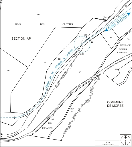Plan-masse et de situation. Extrait du plan cadastral informatisé, 2006, sections AP et BE, échelle 1:3000. © André Céréza / Région Bourgogne-Franche-Comté, Inventaire du patrimoine - 2007 Plan-masse et de situation. Extrait du plan cadastral informatisé, 2006, sections AP et BE, échelle 1:3000. © André Céréza / Région Bourgogne-Franche-Comté, Inventaire du patrimoine - 2007