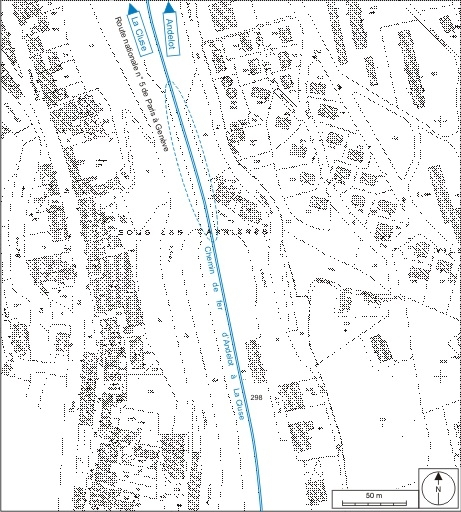Plan-masse et de situation. Extrait du plan cadastral, 1980, section AD, échelle 1:1000 réduite à 1:2000. © André Céréza / Région Bourgogne-Franche-Comté, Inventaire du patrimoine - 2007 Plan-masse et de situation. Extrait du plan cadastral, 1980, section AD, échelle 1:1000 réduite à 1:2000. © André Céréza / Région Bourgogne-Franche-Comté, Inventaire du patrimoine - 2007