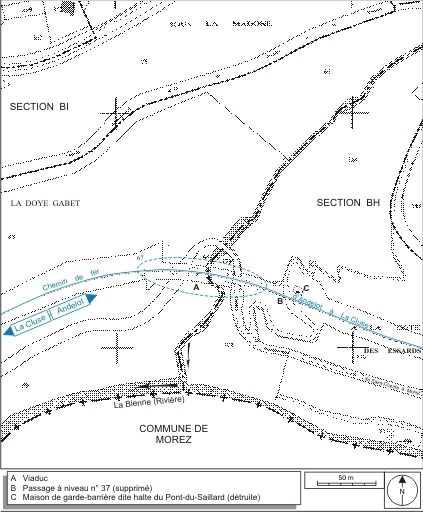 Plan-masse et de situation. Extrait du plan cadastral informatisé, 2006, sections BH et BI, échelle 1:2000. © André Céréza / Région Bourgogne-Franche-Comté, Inventaire du patrimoine - 2007 Plan-masse et de situation. Extrait du plan cadastral informatisé, 2006, sections BH et BI, échelle 1:2000. © André Céréza / Région Bourgogne-Franche-Comté, Inventaire du patrimoine - 2007
