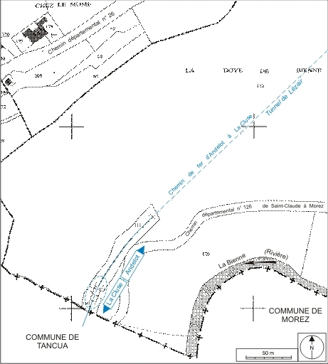 Plan-masse et de situation. Extrait du plan cadastral informatisé, 2006, section BK, échelle 1:2000. © André Céréza / Région Bourgogne-Franche-Comté, Inventaire du patrimoine - 2007