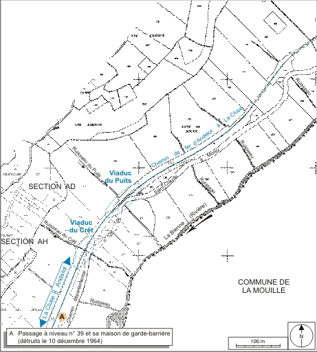 Plan-masse et de situation. Extrait du plan cadastral informatisé, 2006, sections AD et AH, échelle 1:4000. © André Céréza / Région Bourgogne-Franche-Comté, Inventaire du patrimoine - 2007 Plan-masse et de situation. Extrait du plan cadastral informatisé, 2006, sections AD et AH, échelle 1:4000. © André Céréza / Région Bourgogne-Franche-Comté, Inventaire du patrimoine - 2007