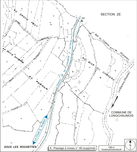 Plan-masse et de situation. Montage d'extraits du plan cadastral, 1985, sections ZE et ZH, échelle 1:2000 réduite à 1:4000. © André Céréza / Région Bourgogne-Franche-Comté, Inventaire du patrimoine - 2007 Plan-masse et de situation. Montage d'extraits du plan cadastral, 1985, sections ZE et ZH, échelle 1:2000 réduite à 1:4000. © André Céréza / Région Bourgogne-Franche-Comté, Inventaire du patrimoine - 2007