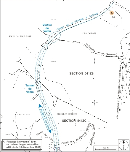 Plan-masse et de situation. Extrait du plan cadastral informatisé, 2006, sections 541 ZB et ZC, échelle 1:3500. © André Céréza / Région Bourgogne-Franche-Comté, Inventaire du patrimoine - 2007