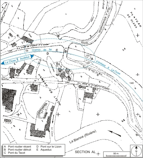 Plan-masse et de situation. Extrait du plan cadastral informatisé, 2006, section AI, échelle 1:1000 réduite à 1:2000. © André Céréza / Région Bourgogne-Franche-Comté, Inventaire du patrimoine - 2007