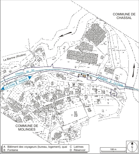 Plan-masse et de situation. Extrait du plan cadastral informatisé, 2006, section A, 2e feuille, échelle 1:1250 réduite à 1:3250. © André Céréza / Région Bourgogne-Franche-Comté, Inventaire du patrimoine - 2007