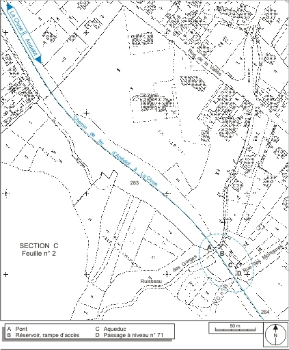 Plan-masse et de situation. Extrait du plan cadastral informatisé, 2006, section AK, échelle 1:1000 réduite à 1:2000. © André Céréza / Région Bourgogne-Franche-Comté, Inventaire du patrimoine - 2007