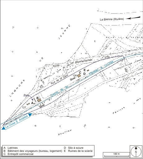 Plan-masse et de situation. Extrait du plan cadastral informatisé, 2006, section AP, échelle 1:1000 réduite à 1:3250. © André Céréza / Région Bourgogne-Franche-Comté, Inventaire du patrimoine - 2007