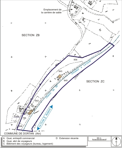 Plan-masse et de situation. Extrait du plan cadastral informatisé, 2006, section C, 2e feuille, échelle 1:1250 réduite à 1:2500. © André Céréza / Région Bourgogne-Franche-Comté, Inventaire du patrimoine - 2007