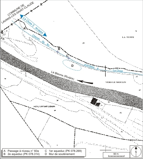 Plan-masse et de situation. Extrait du plan cadastral informatisé, 2007, section BD, échelle 1:2000 réduite à 1:2500. © André Céréza / Région Bourgogne-Franche-Comté, Inventaire du patrimoine - 2007