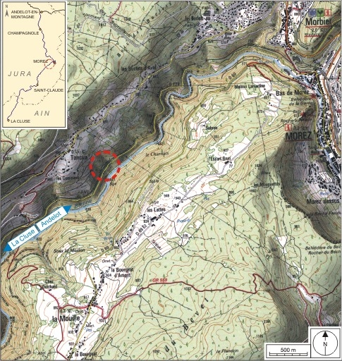 Carte et schéma de localisation. Carte topographique, IGN, 2000, dalles F087_050 et F088_050, échelle 1:25 000. Scan 25, licence n° 2008/CISE/2968. © André Céréza / Région Bourgogne-Franche-Comté, Inventaire du patrimoine - 2007 Carte et schéma de localisation. Carte topographique, IGN, 2000, dalles F087_050 et F088_050, échelle 1:25 000. Scan 25, licence n° 2008/CISE/2968. © André Céréza / Région Bourgogne-Franche-Comté, Inventaire du patrimoine - 2007
