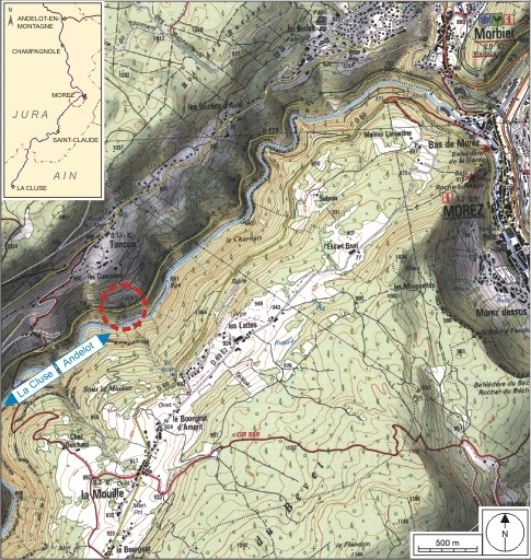 Carte et schéma de localisation. Carte topographique, IGN, 2000, dalles F087_050 et F088_050, échelle 1:25 000. Scan 25, licence n° 2008/CISE/2968. © André Céréza / Région Bourgogne-Franche-Comté, Inventaire du patrimoine - 2007 Carte et schéma de localisation. Carte topographique, IGN, 2000, dalles F087_050 et F088_050, échelle 1:25 000. Scan 25, licence n° 2008/CISE/2968. © André Céréza / Région Bourgogne-Franche-Comté, Inventaire du patrimoine - 2007