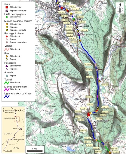 Carte et schéma de localisation des ouvrages : de Champagnole à Chaux-des-Crotenay. Carte topographique, IGN, 2000, dalles F087-047 et F087-048, échelle 1:48 000. Scan 25, licence n° 2008/CISE/2968. © André Céréza / Région Bourgogne-Franche-Comté, Inventaire du patrimoine - 2008 Carte et schéma de localisation des ouvrages : de Champagnole à Chaux-des-Crotenay. Carte topographique, IGN, 2000, dalles F087-047 et F087-048, échelle 1:48 000. Scan 25, licence n° 2008/CISE/2968. © André Céréza / Région Bourgogne-Franche-Comté, Inventaire du patrimoine - 2008