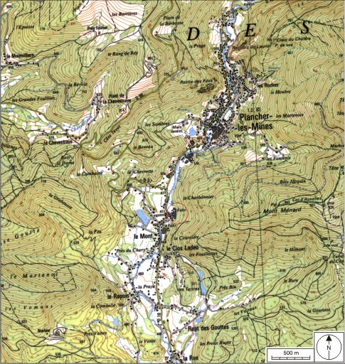Carte de localisation. Carte topographique au 1:25000, I.G.N., Ballon d'Alsace, 3520 ET. SCAN 25 © IGN - 2008, Licence n°2008CISE29-68. © André Céréza / Région Bourgogne-Franche-Comté, Inventaire du patrimoine - 2008