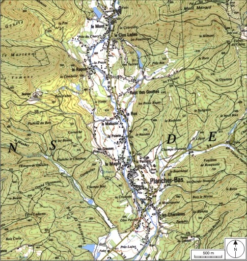 Carte de localisation. Carte topographique au 1:25000, I.G.N., Ballon d'Alsace, 3520 ET. SCAN 25 © IGN - 2008, Licence n°2008CISE29-68. © André Céréza / Région Bourgogne-Franche-Comté, Inventaire du patrimoine - 2008