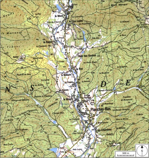 Carte de localisation. Carte topographique au 1:25000, I.G.N., Ballon d'Alsace, 3520 ET. SCAN 25 © IGN - 2008, Licence n°2008CISE29-68. © André Céréza / Région Bourgogne-Franche-Comté, Inventaire du patrimoine - 2008